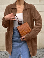 Veste en cuir suédé marron pour femmes