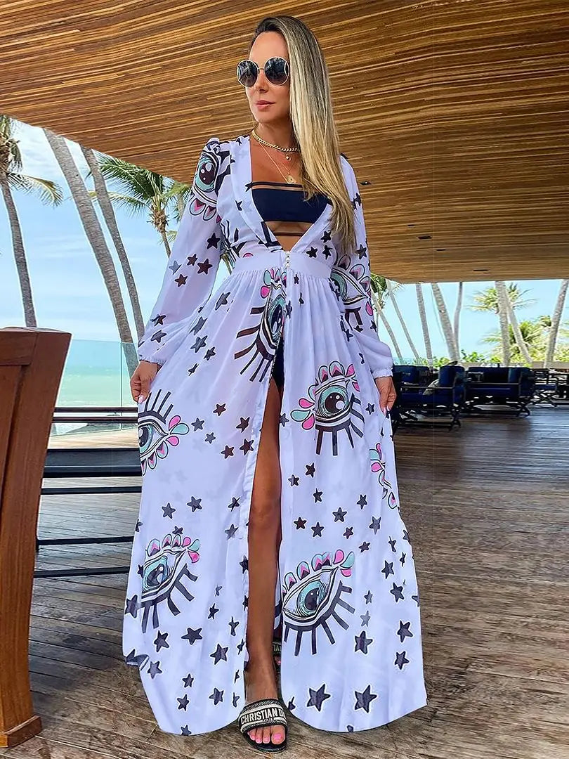 Robe de plage imprimée pour femmes