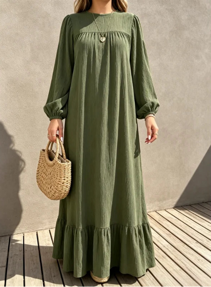 Robe Longue Fluide Femme – Effet Froissé Élégant