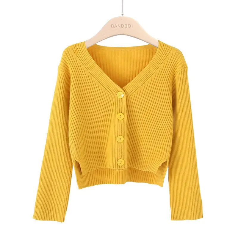 Cardigan court à boutons pour femmes