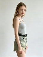 Short en jean déchiré bleu pour femmes