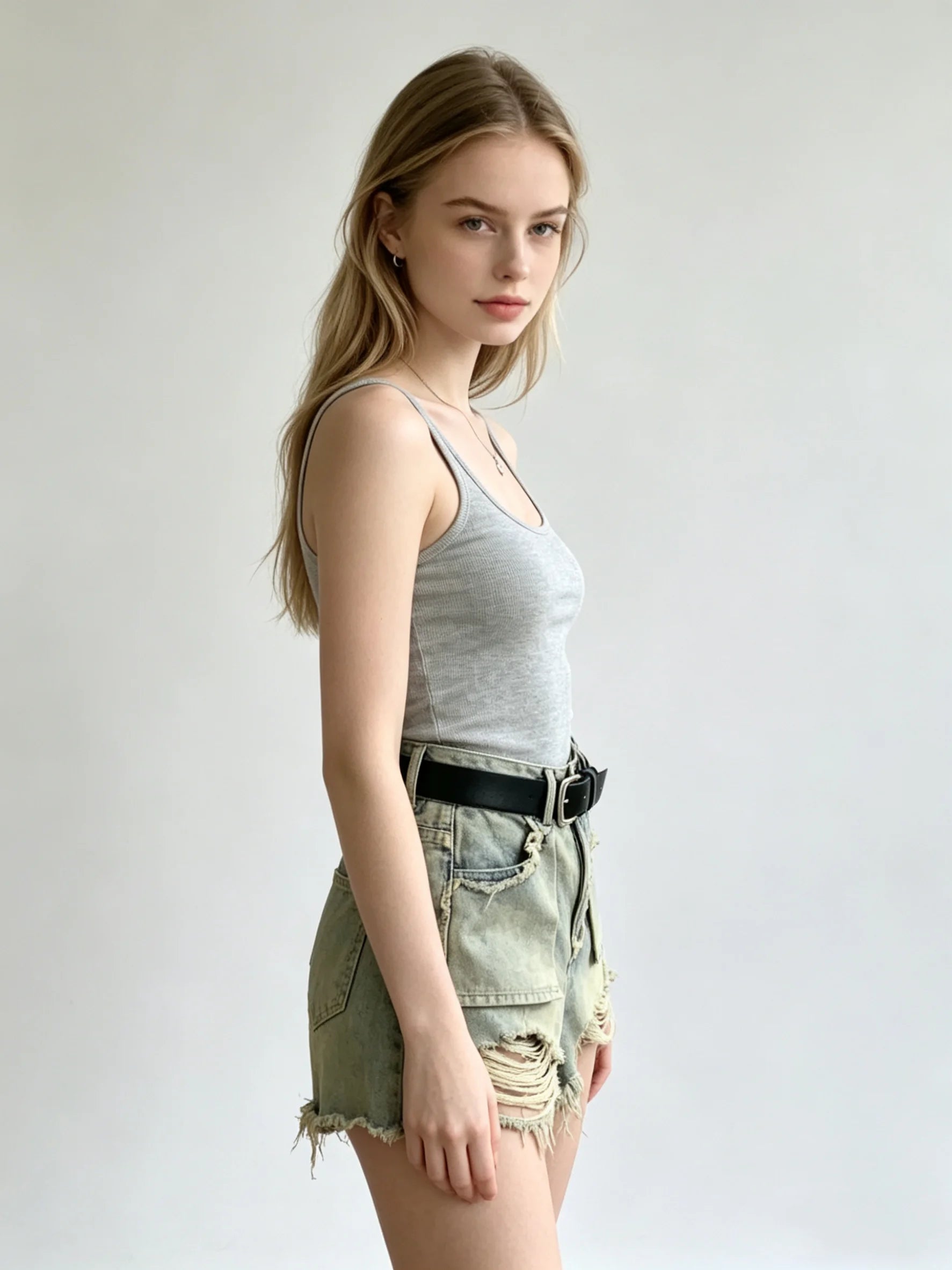 Short en jean déchiré bleu pour femmes