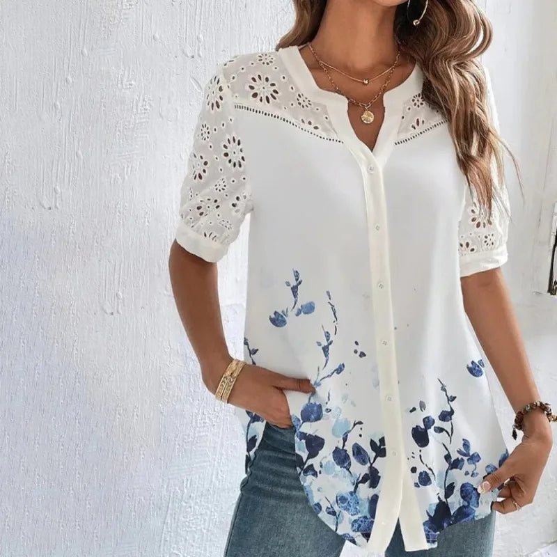 Chemisier en dentelle à imprimé floral pour femmes