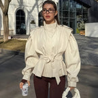 Veste décontracté à lacets mince pour femmes
