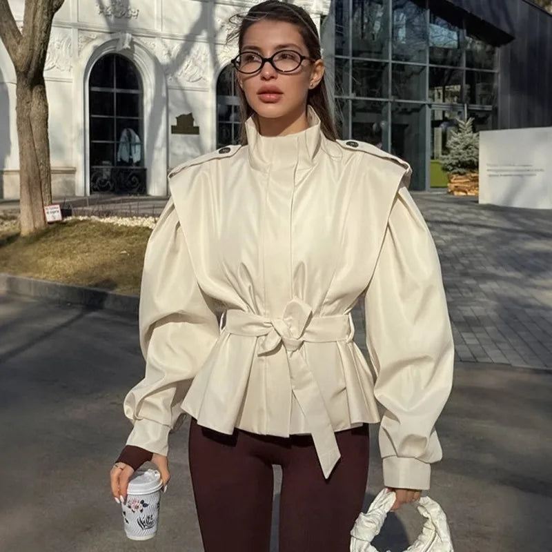 Veste décontracté à lacets mince pour femmes
