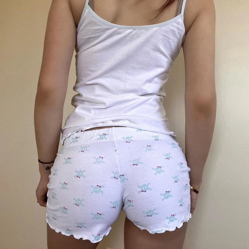 Pyjama 2 pièces imprimé crâne Kawaii vintage pour femmes