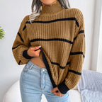 Pull en maille décontracté à rayures pour femmes