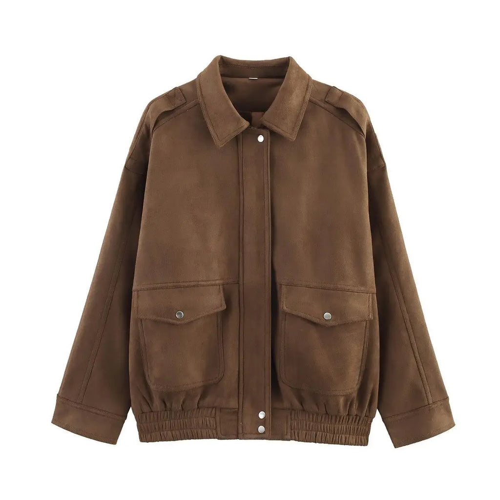 Veste en daim décontractée pour femmes