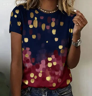 T-shirt à manches courtes et col rond pour femmes