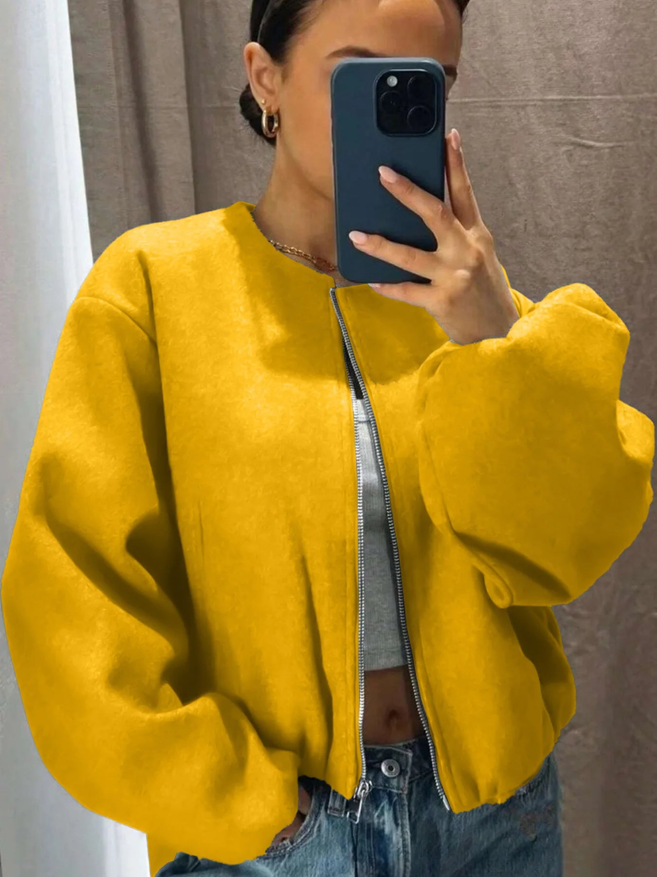 Veste cardigan à fermeture éclair pour femmes
