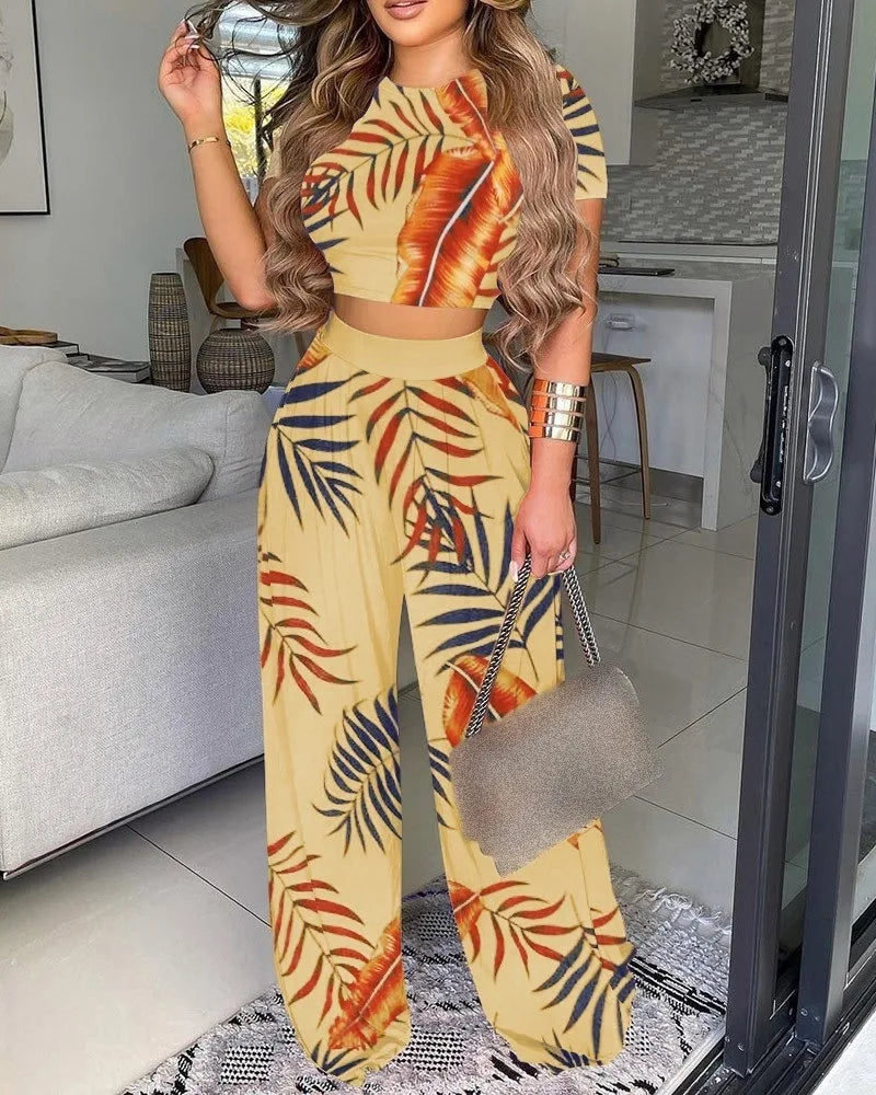 Ensemble deux pièces élégant pantalon long et tailleur léger pour femmes