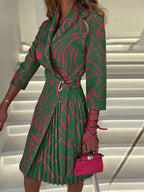 Robe de soirée à manches trois quarts et col en V pour femmes