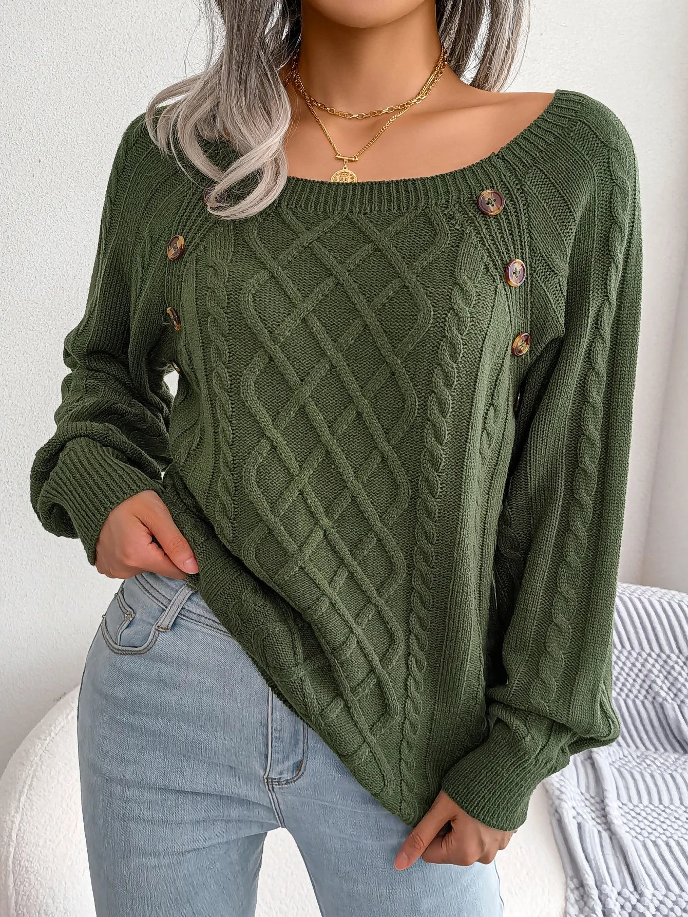 Pulls en tricot à col carré uni décontractés pour femmes