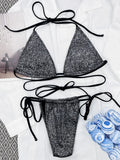 Maillot de bain deux pièces brillant pour femmes