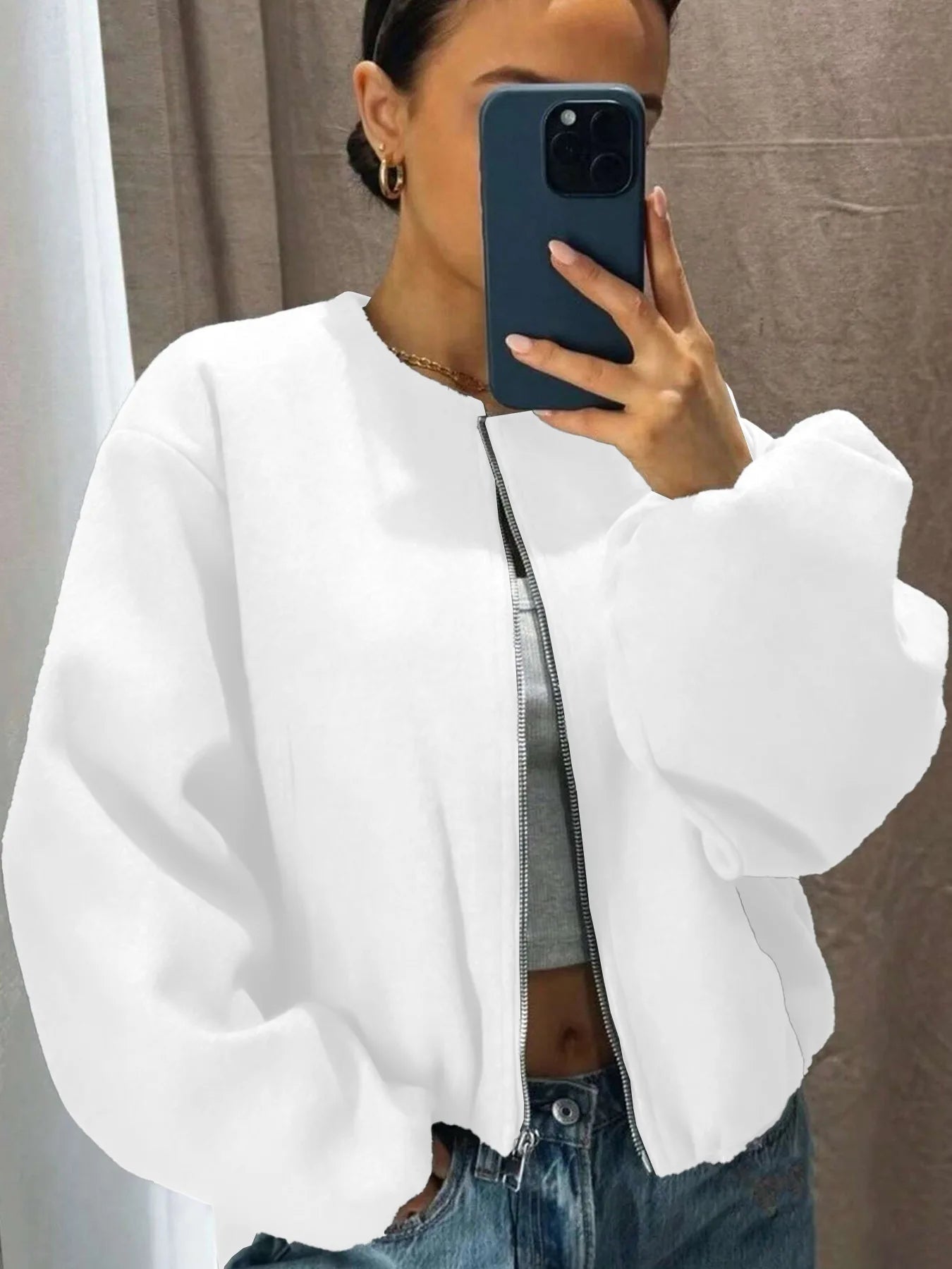 Veste cardigan à fermeture éclair pour femmes
