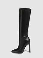 Bottes hautes à bout pointu et fermeture éclair pour femmes