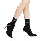 Bottines pointues en biscuits cristal pour femmes