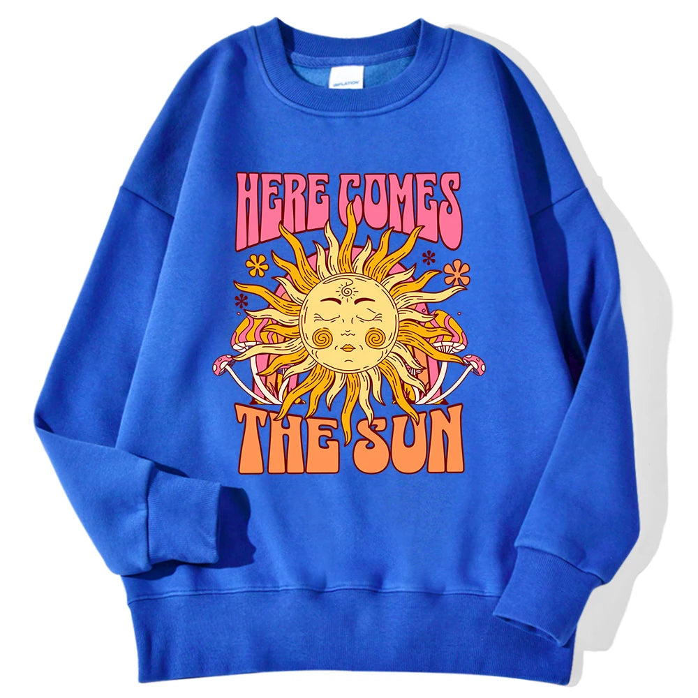 Sweat-shirt à capuche imprimé léopard et soleil pour femmes
