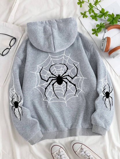 Sweat à Capuche Oversize Femme – Imprimé Araignées