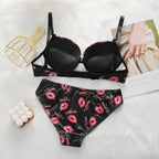 Ensemble de lingerie sexy à motif de lèvres pour femmes