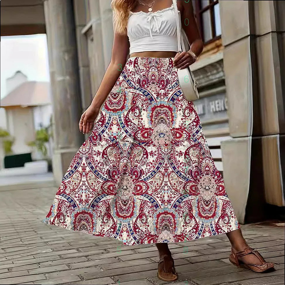 Ensemble jupe mi-longue plissée et hauts élégants assorti pour femmes