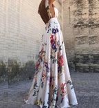Robes longues sans manches à imprimé floral pour femmes