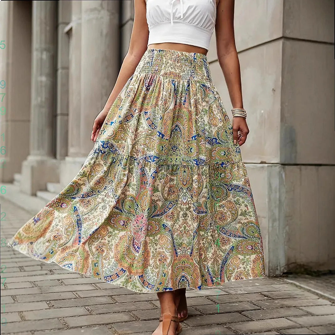 Ensemble jupe mi-longue plissée et hauts élégants assorti pour femmes