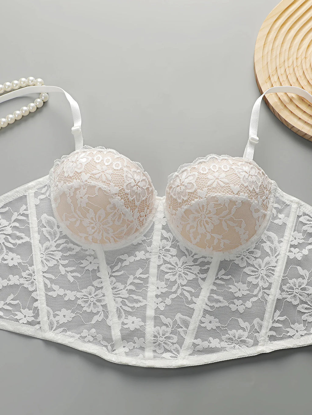 Soutien-gorge sexy en dentelle arête de poisson brodé pour femmes