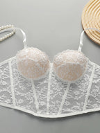 Soutien-gorge sexy en dentelle arête de poisson brodé pour femmes