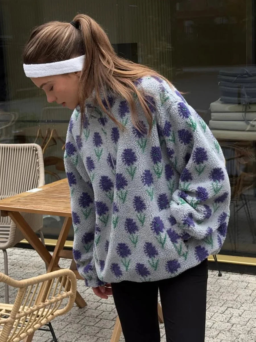 Sweat à capuche ample et col haut pour femmes