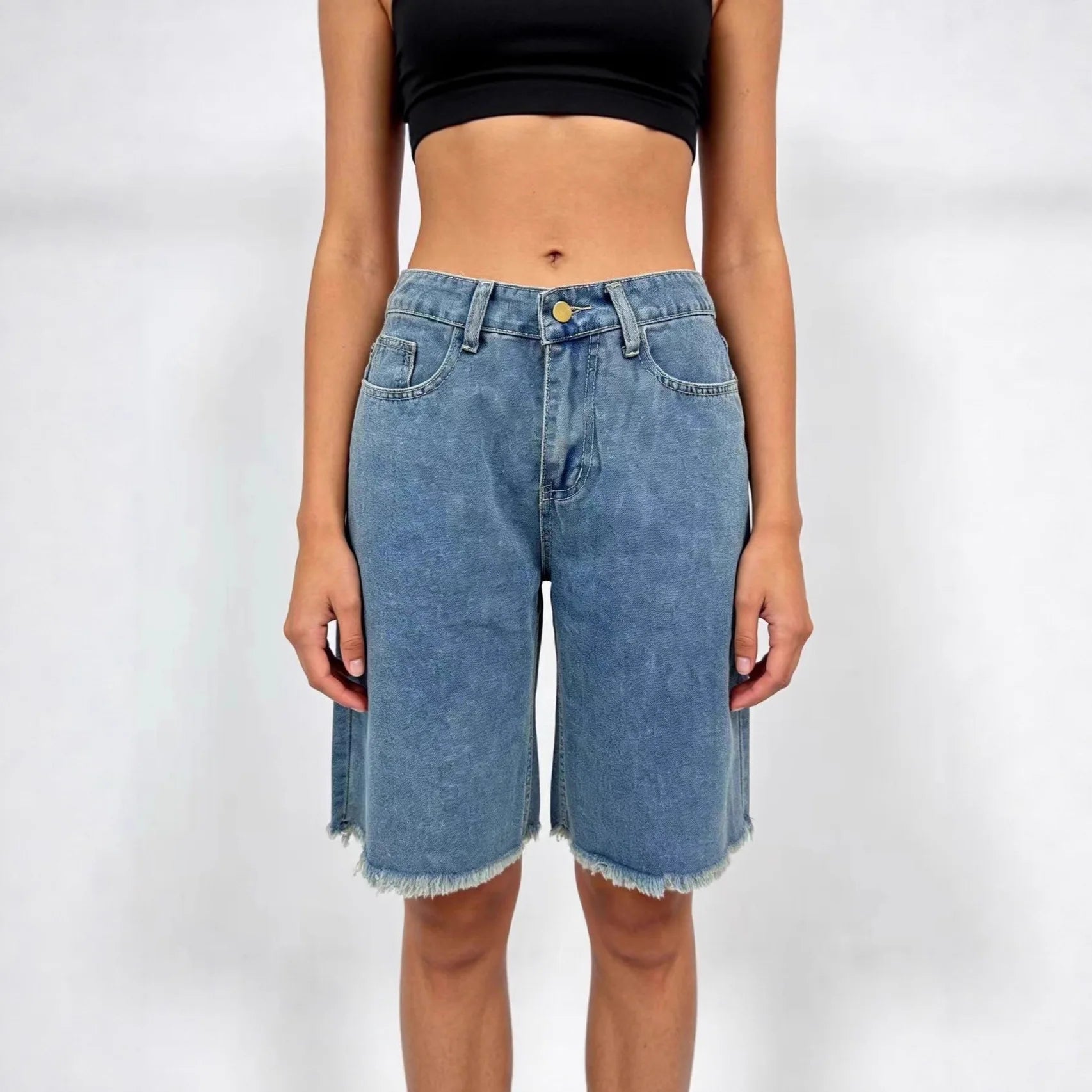 Short en jean ample vintage pour femmes