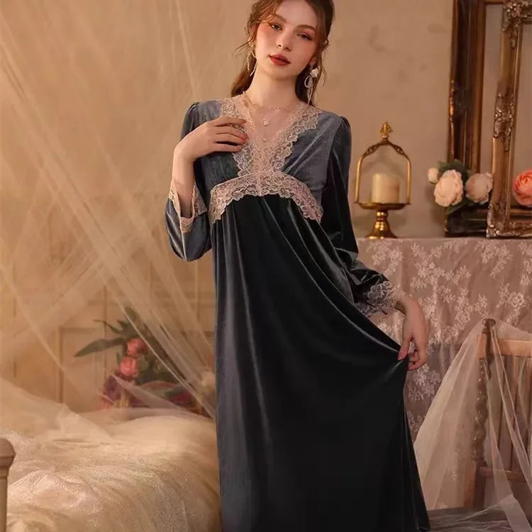 Robe de nuit sexy en velours pour femmes