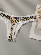 String en dentelle imprimé léopard pour femmes