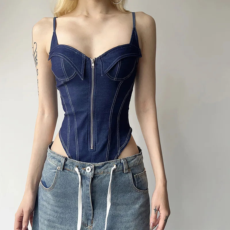 Body moulant sans manches et col en V pour femmes