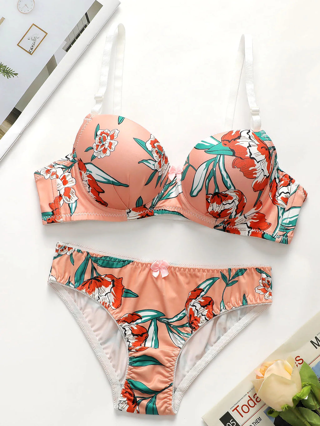 Ensemble lingerie 2 pièces imprimé pour femmes