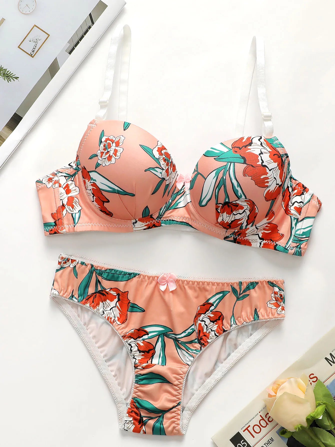 Ensemble lingerie 2 pièces imprimé pour femmes