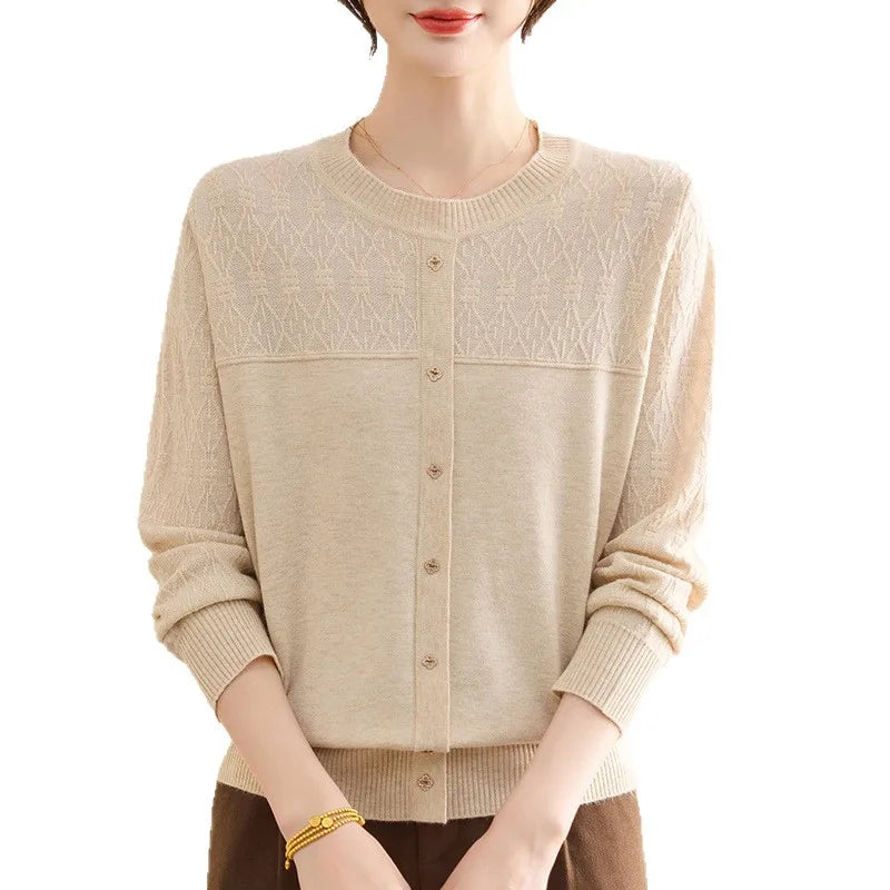 Gilet tricoté décontracté à manches longues pour femmes