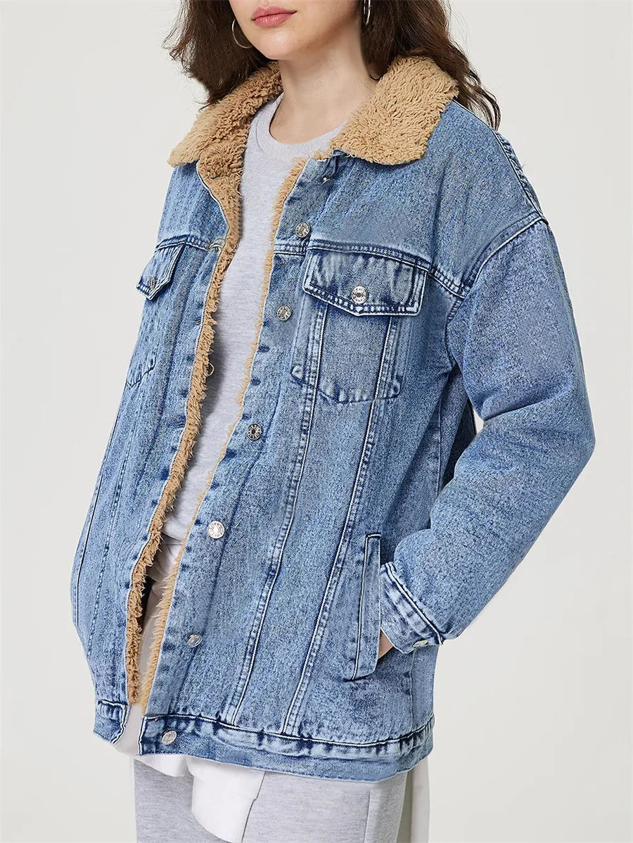 Veste en jean vintage à simple boutonnage pour femmes