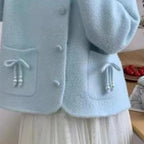 Pull-coat à poches et nœud papillon pour femmes