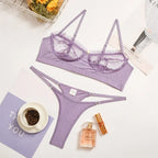 Ensemble de lingerie en dentelle à volants pour femmes