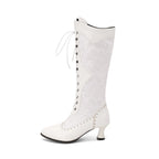 Bottes mi-mollet victoriennes à bout pointu pour femmes