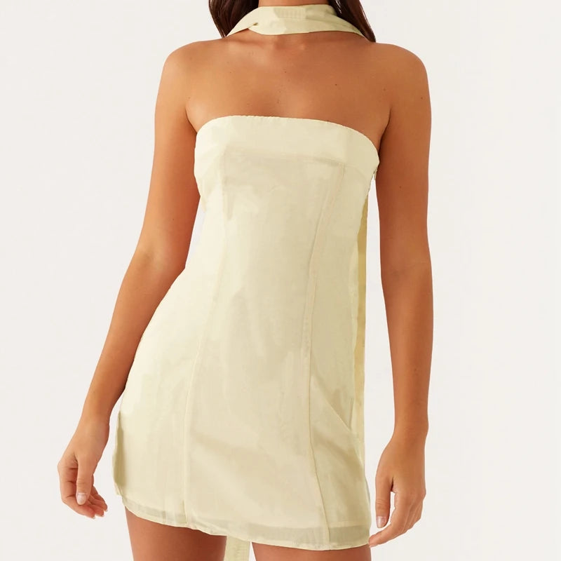Robe tube dos nu à fleurs pour femmes