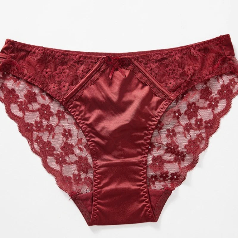 Ensemble soutien-gorge push-up en dentelle brodée de fleurs et culotte pour femmes