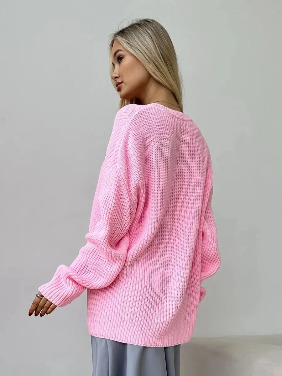 Pull basique tricoté col rond pour femmes