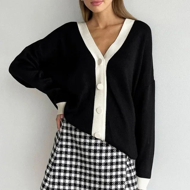 Gilet cardigan rose à rayures pour femmes