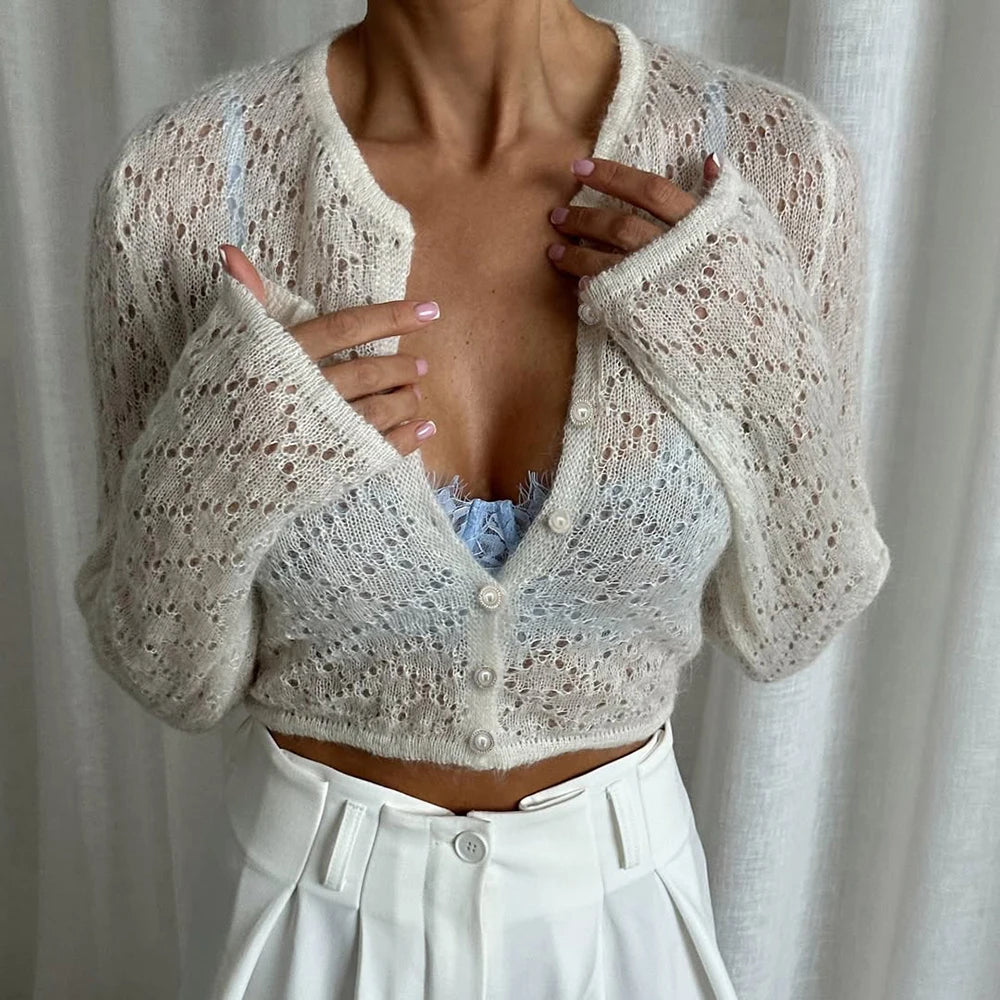 Cardigan tricoté à simple boutonnage pour femmes