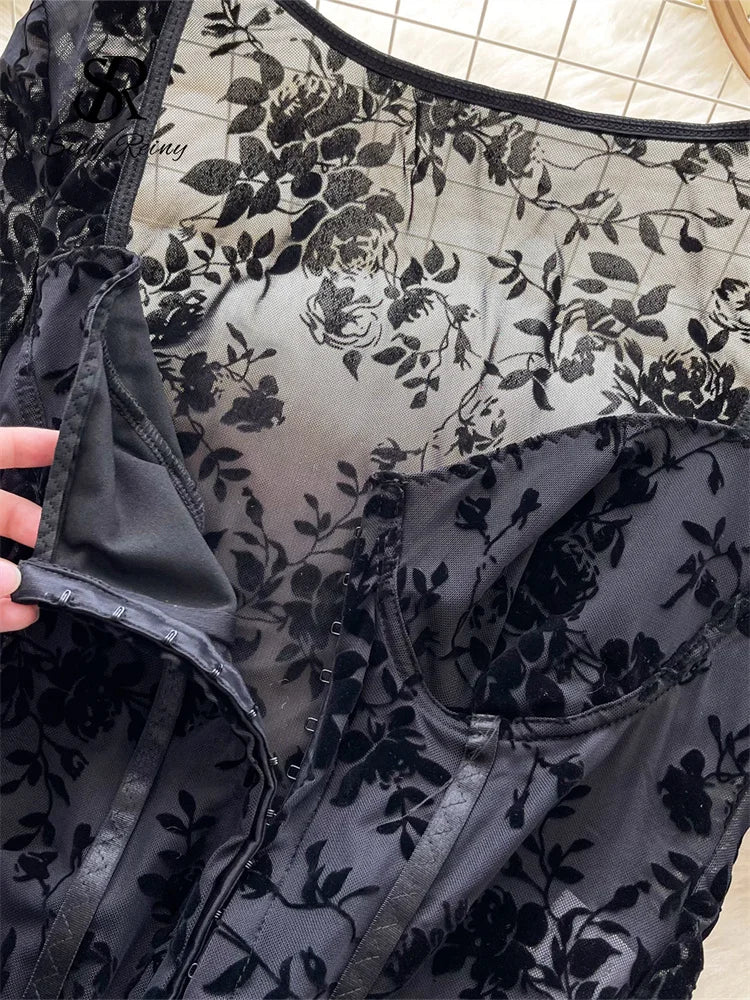 Body à fleurs floquées pour femmes