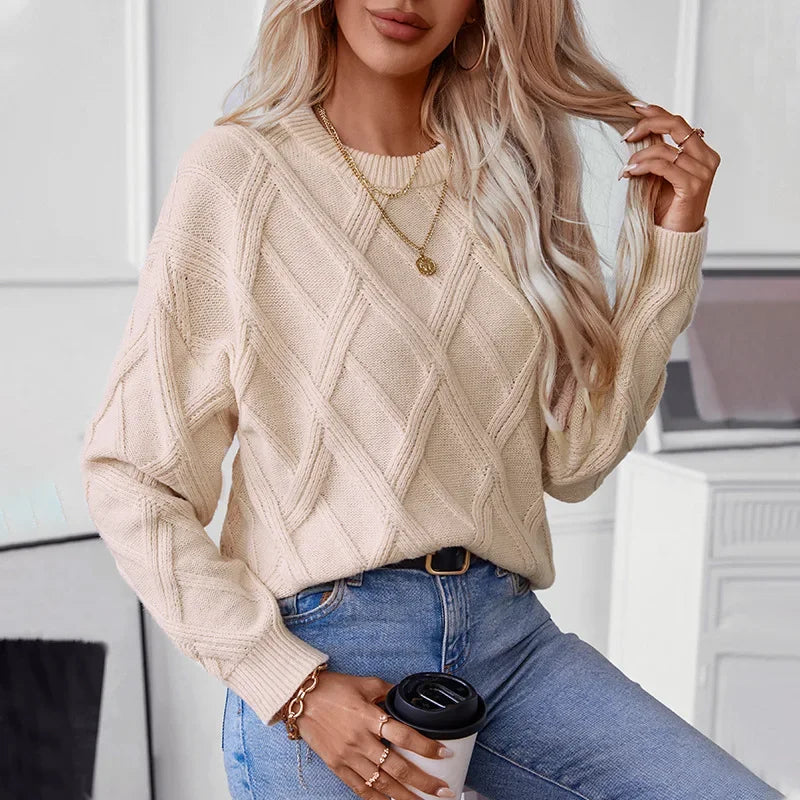 Pull à manches et col rond pour femmes