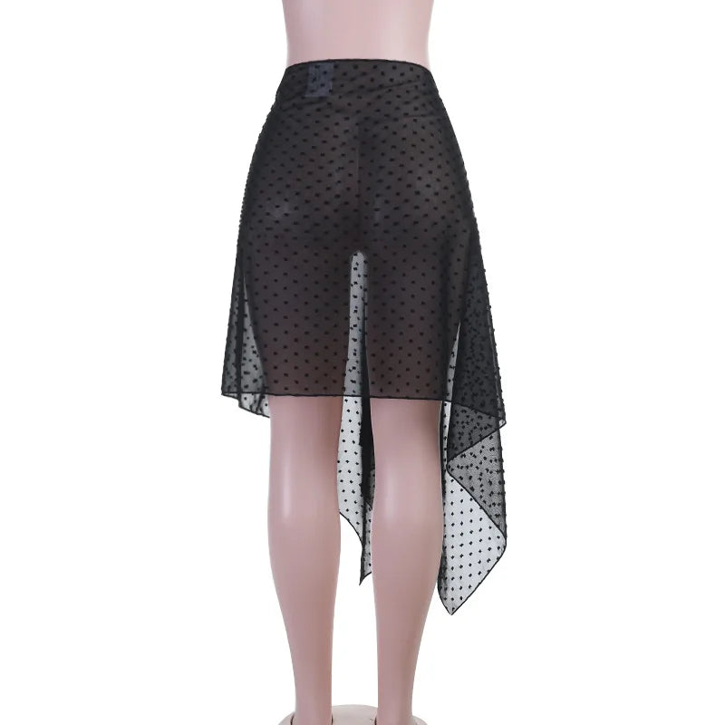 Jupe sexy à pois transparents pour femmes