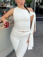Ensemble 2 pièces haut court et short taille haute pour femmes